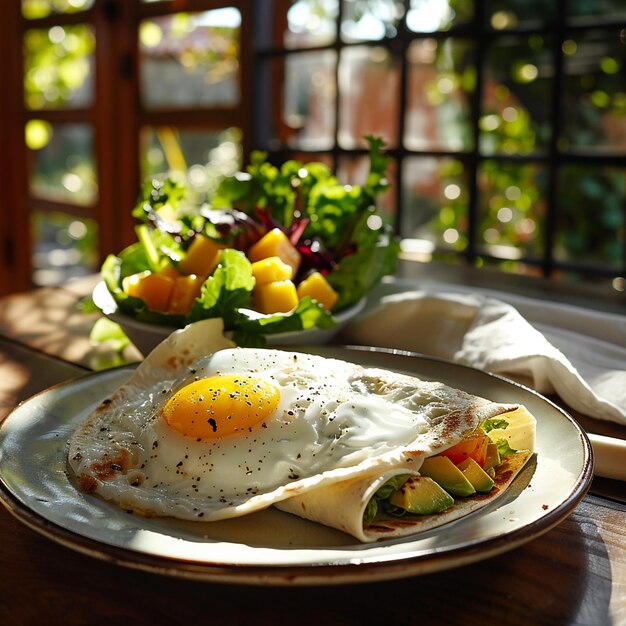 Avocado and Bean Burrito Bowl with SunnySideUp Egg