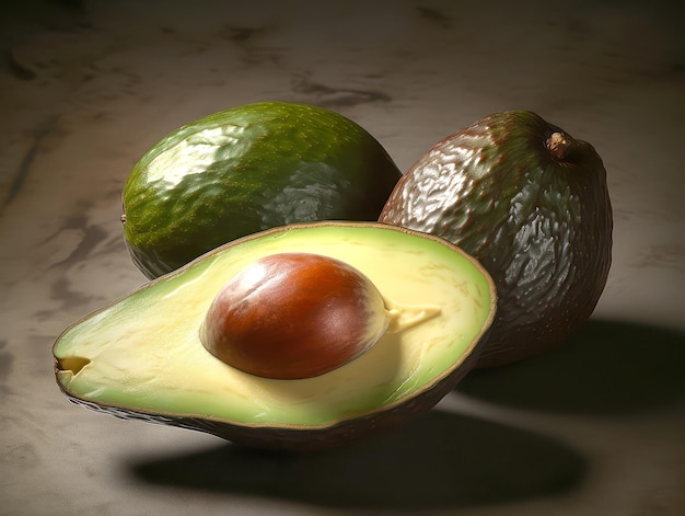 Avocado on brown background Close up
