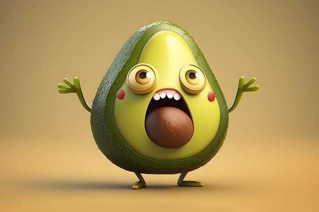 Avocado cartoon character Smiling healthy character