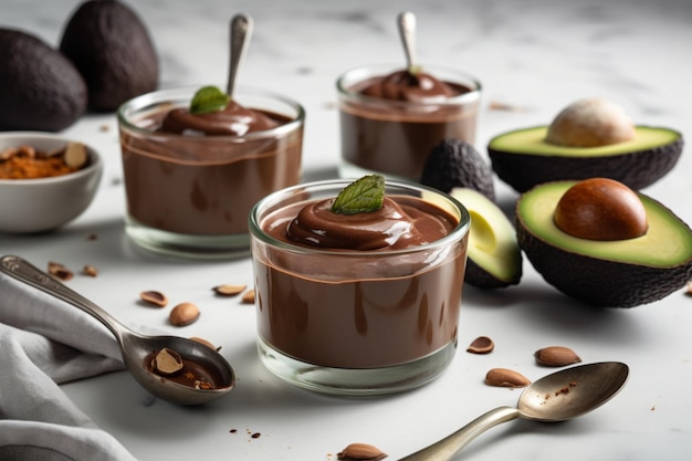 Avocado chocolate pudding white kitchen bright and airy