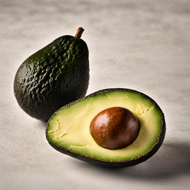 Photo avocado cut in half full hd image ai generate