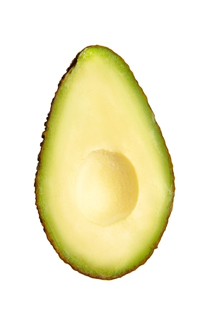 Avocado cut in half isolated on a white background