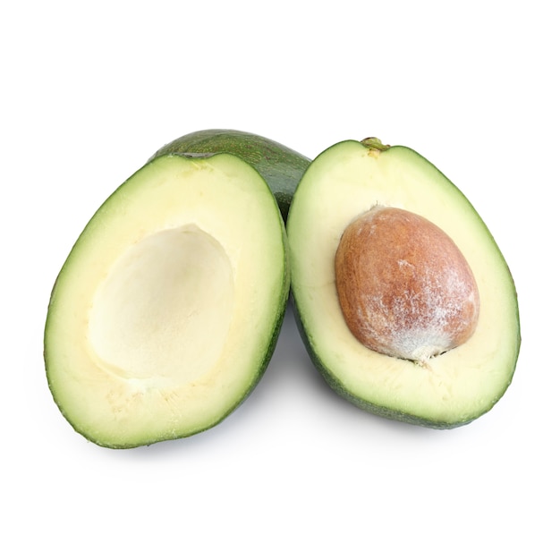 Avocado cut in half isolated