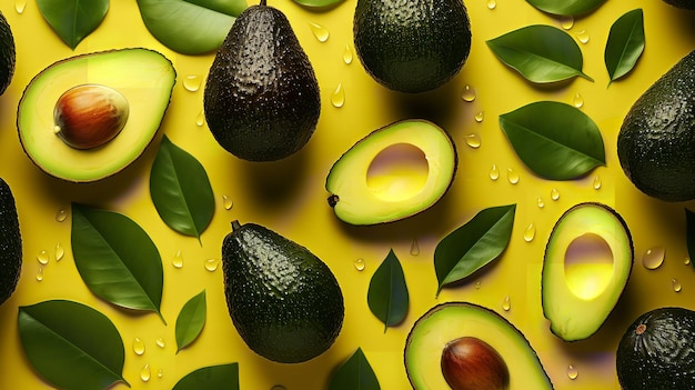 Foto gocce di avocado su vetro con un disegno 3d in carta da parati ad alta definizione ai generativa