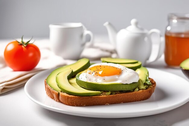 Photo avocado and egg on a toast healthy food