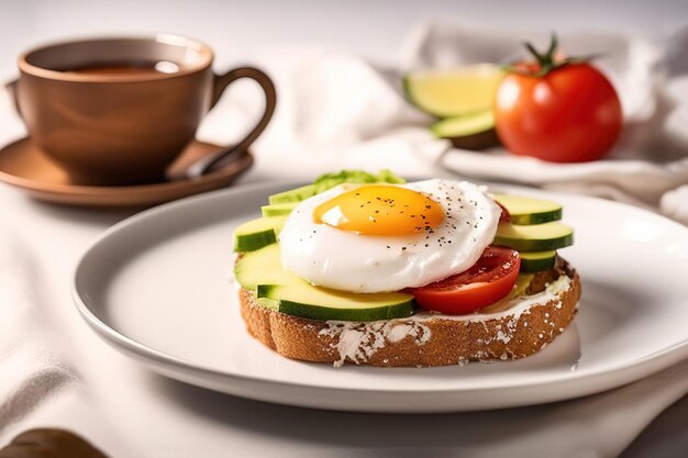 Photo avocado and egg on a toast healthy food