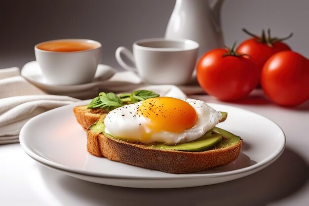 Photo avocado and egg on a toast healthy food