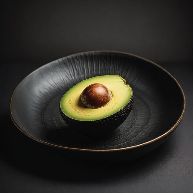 avocado fruit on a plate black background