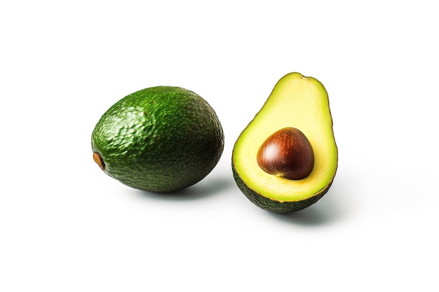 Premium AI Image | Avocado fruit whole and half isolated on white ...