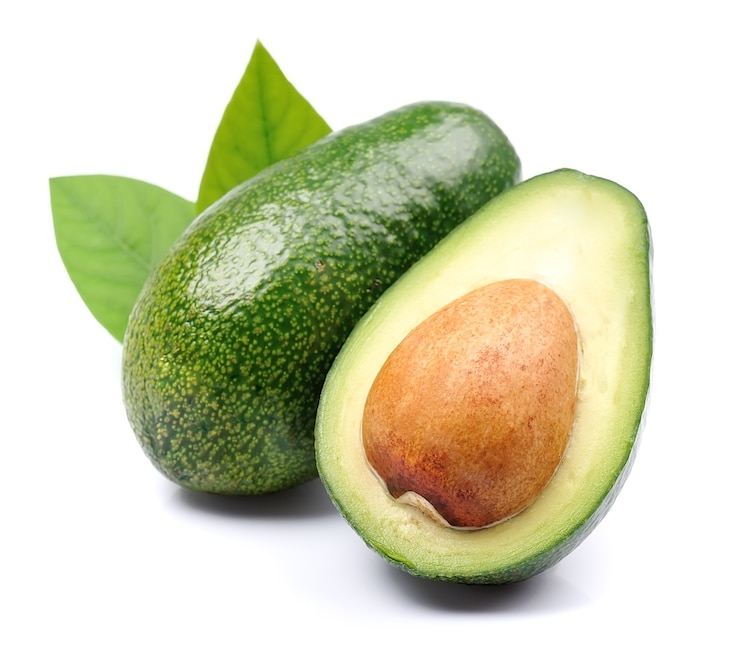 Photo avocado fruits isolated on white background