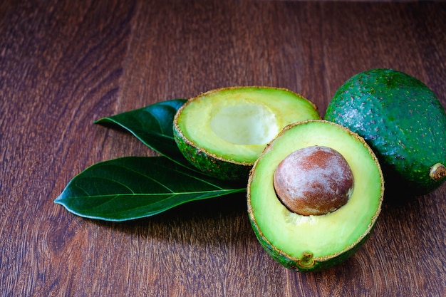 Avocado fruits and leaves 