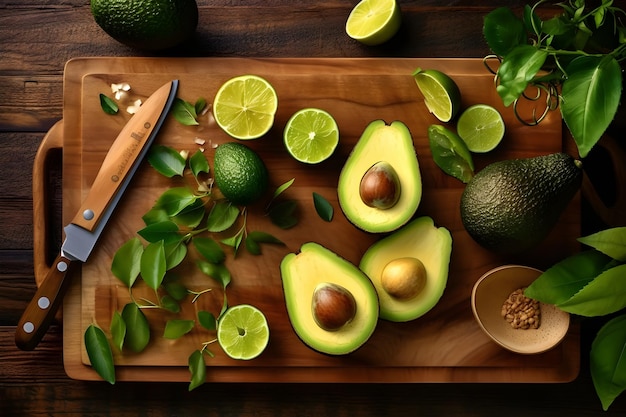 avocado fruits on wooden table