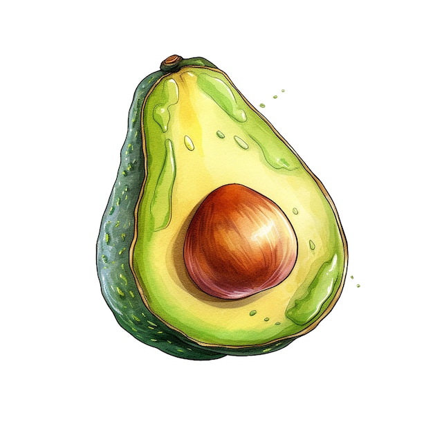 Avocado half in cartoon colors