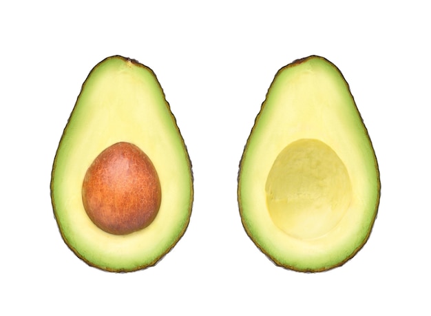 Avocado in tweeën gesneden met geïsoleerd zaad