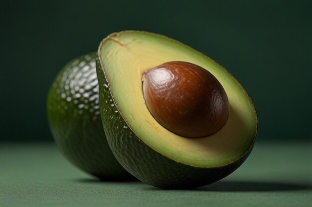 Avocado isolated on green surface