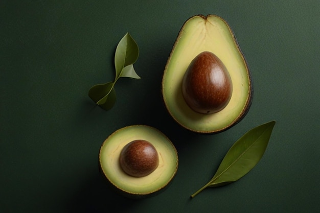 Avocado isolated on green surface