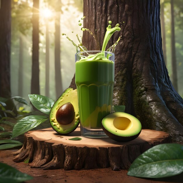 avocado juice Podium in forest