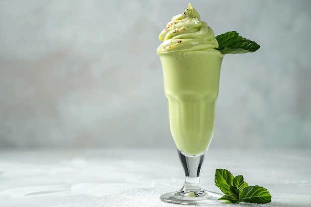 Foto milkshake di avocado su sfondo bianco