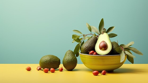 avocado on plate on color background