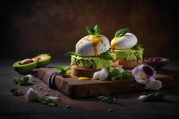 Avocado and Poached Egg Sandwiches AI generated