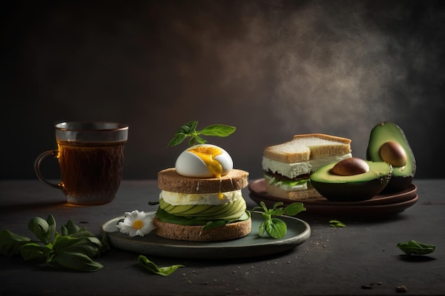 Avocado and Poached Egg Sandwiches AI generated