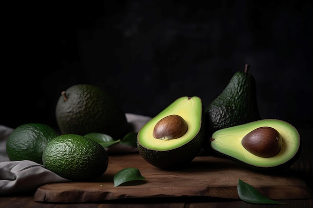 Avocado's houten tafel Genereer Ai