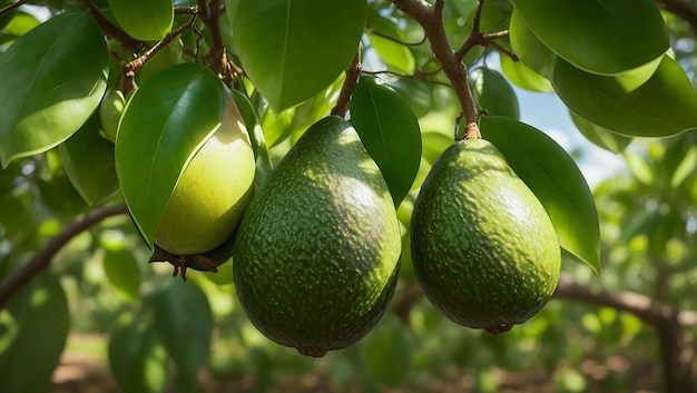 Avocado's in de tuin klaar om geoogst te worden