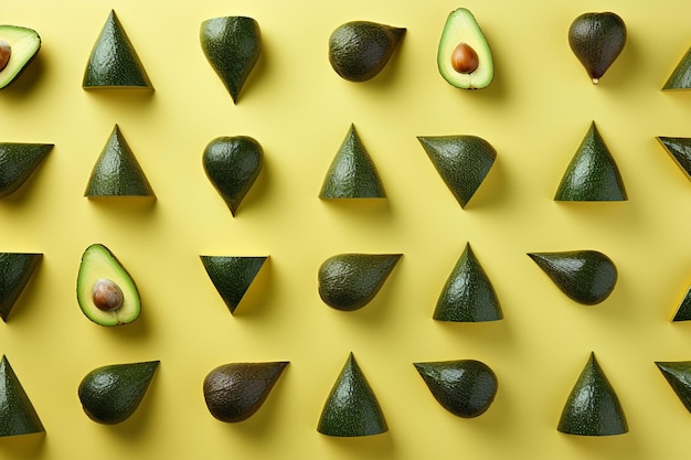 Foto avocado's in een regenboog van kleuren gerangschikt voor levendigheid