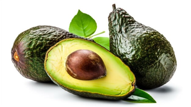 Avocado's op witte achtergrond Close-up generatieve AI