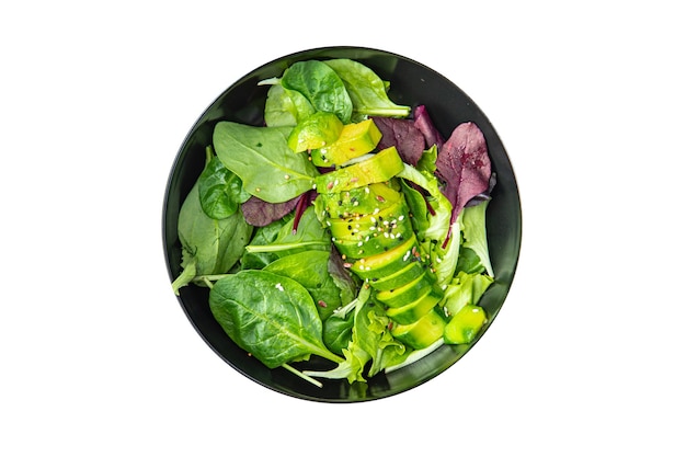 avocado salad fresh leaf mix lettuce spinach arugula chard meal snack on the table copy space