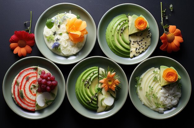 Avocado salad with flowers and fruit ai