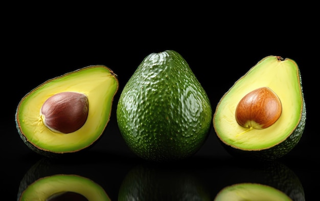 Avocado in Secluded Splendor on Black Background