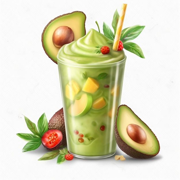 Photo avocado smoothie for healthy food on transparent background generative ai