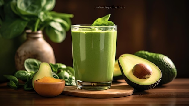 Avocado and spinach smoothies concept Generative AI