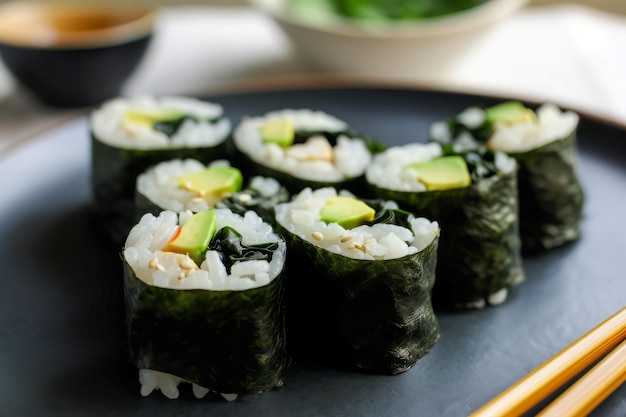 Avocado sushi roll board Food asian Generate Ai