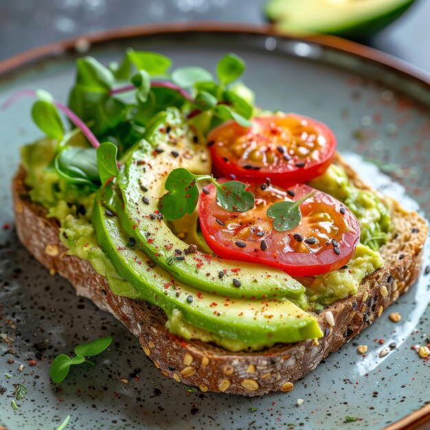 Avocado Toast Green Healthy Vegetable Lunch Avocado on Bread Copy Space