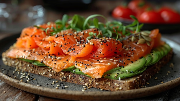 Foto avocado toast met gerookte zalm