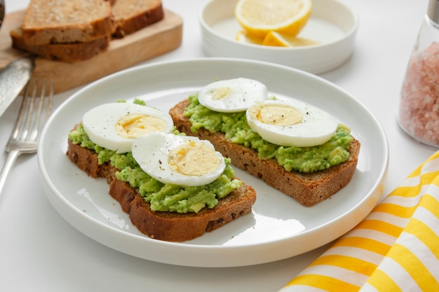 Avocado toast with boiled egg