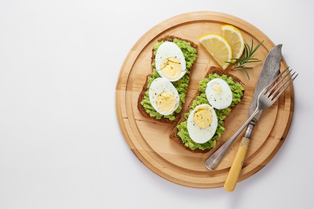 Avocado toast with boiled egg