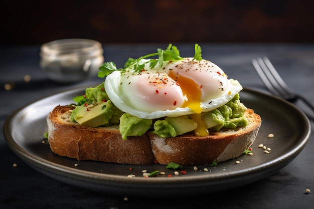 Avocado toast with a fried egg on top