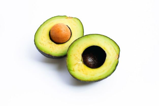 Avocado on white background. Copy space