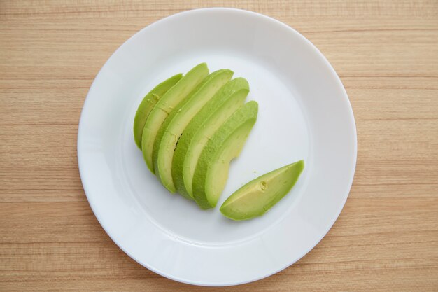 Avocado on white plate Healthy