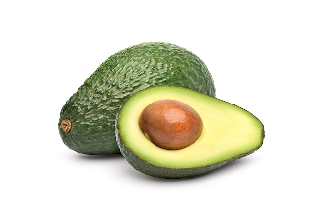 Avocado with cut in half isolated    