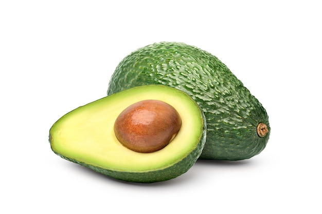 Avocado with cut in half isolated    