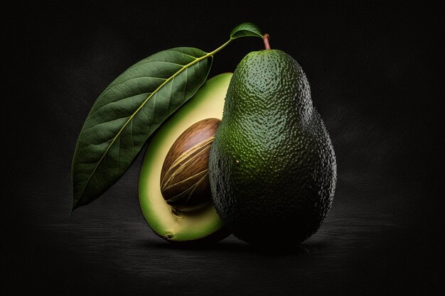 Avocado with a leaf on it