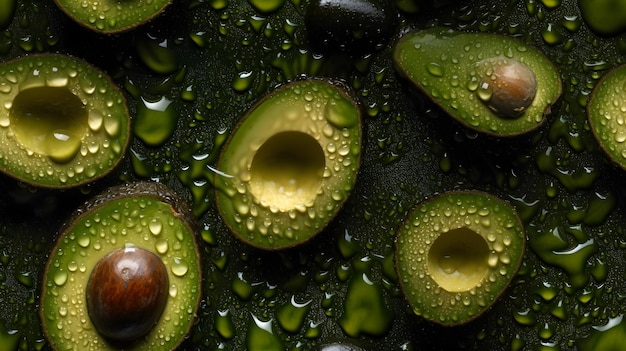 Avocado with water drops on the top