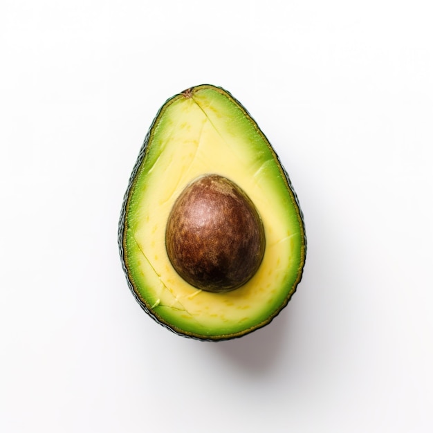 An avocado with a white background and the word avocado on it.