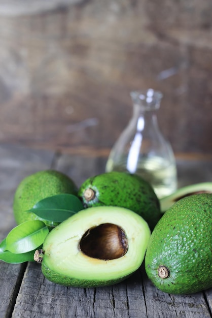 Avocado on wooden background