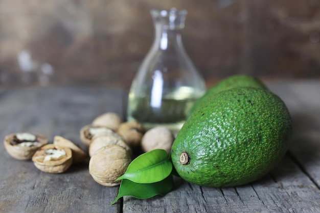 Avocado on wooden background