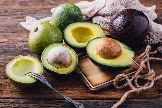 Avocado on wooden table